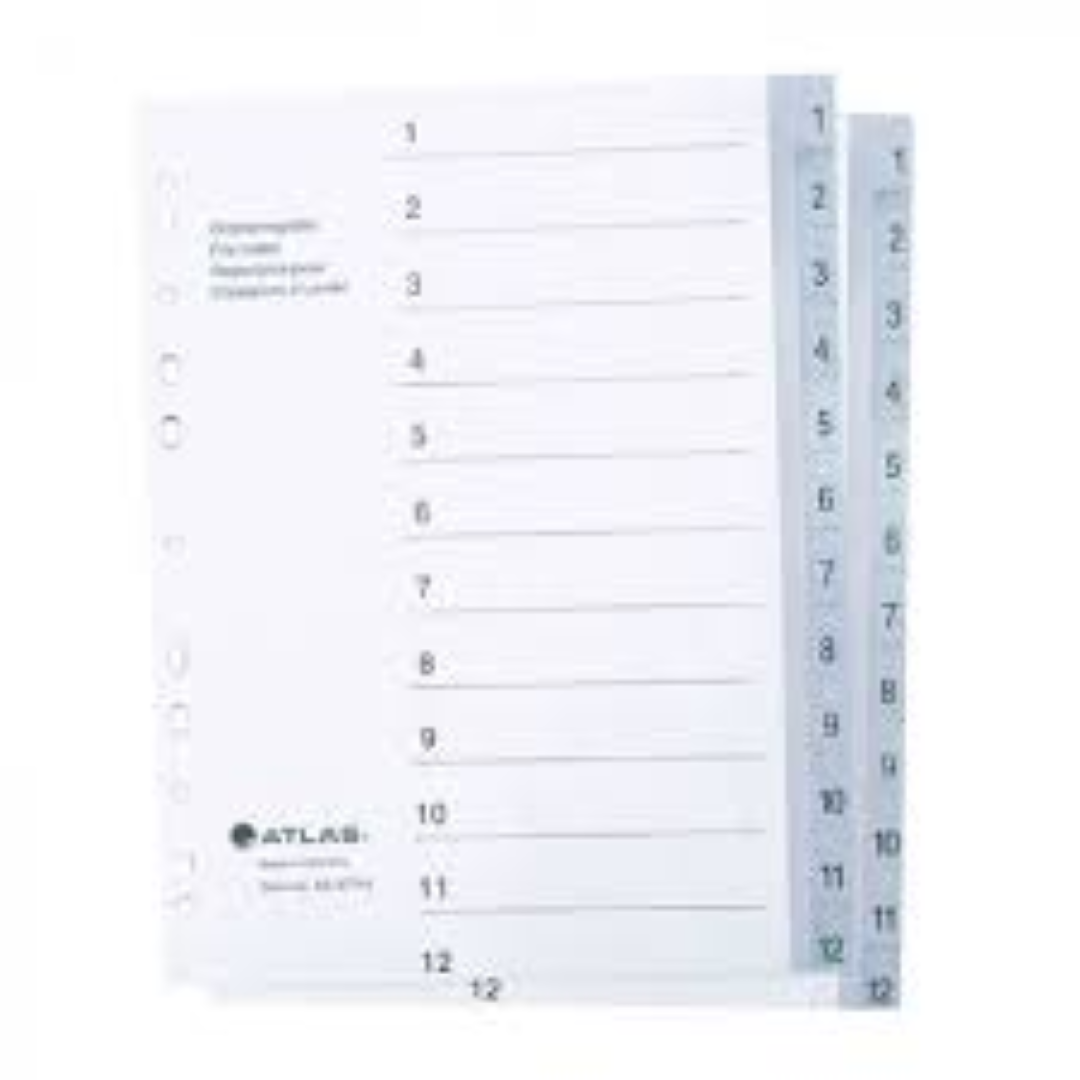 Atlas Plastic Divider A4 Jan-Dec Bx=25 AS-F29497